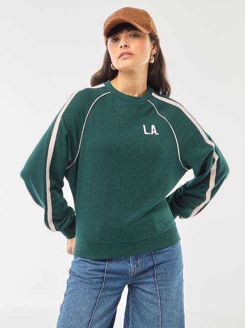 Sweat french terry avec bandes contrastées - Kiabi