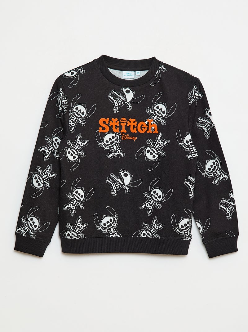 Sweat French Terry 'Disney' 'Stitch' Halloween Noir - Kiabi