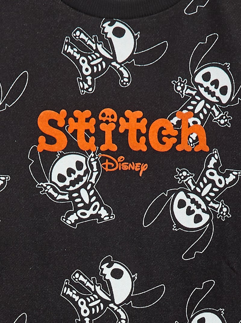 Sweat French Terry 'Disney' 'Stitch' Halloween Noir - Kiabi