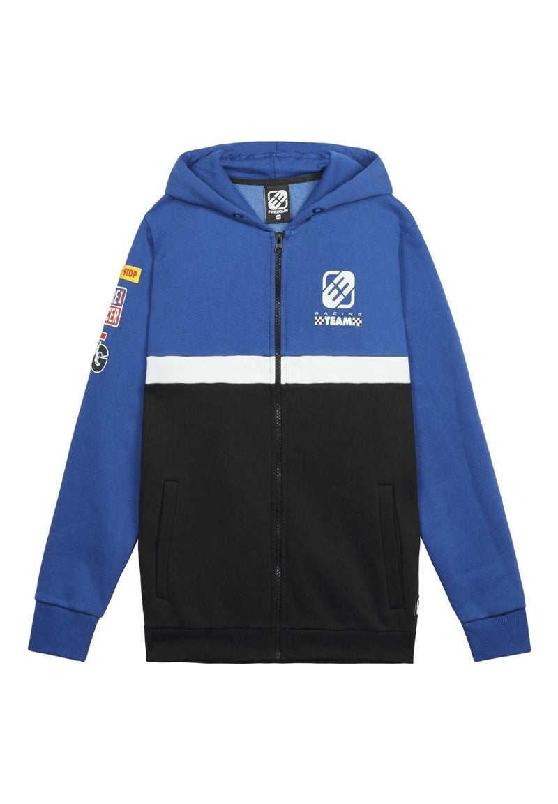 Sweat garçon à capuche avec zip Collection Racing Freegun Bleu - Kiabi