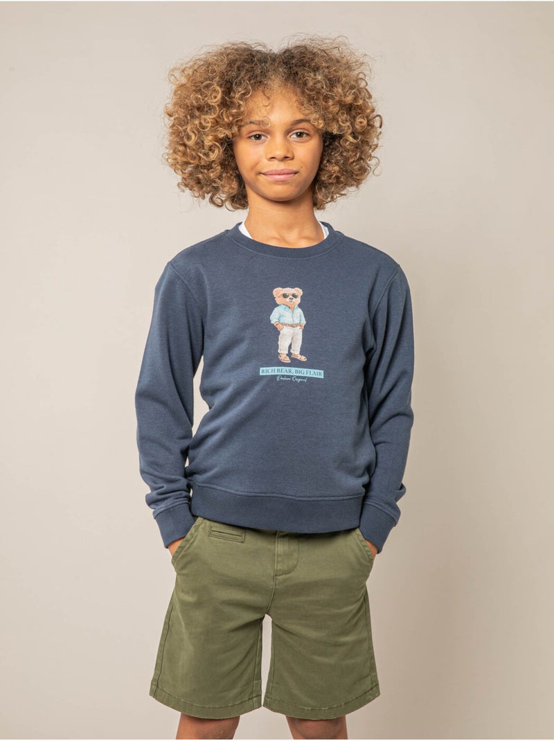 Sweat garçon en coton doux 'Deeluxe' Bleu foncé - Kiabi