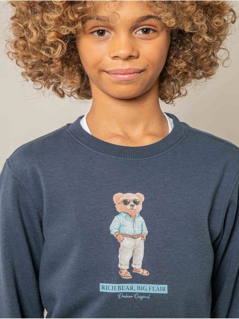 Sweat garçon en coton doux 'Deeluxe' Bleu foncé - Kiabi