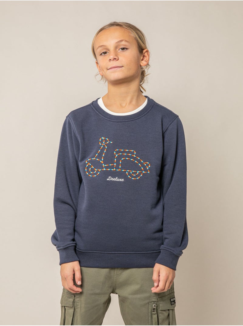 Sweat garçon en coton doux 'Deeluxe' Bleu marine - Kiabi