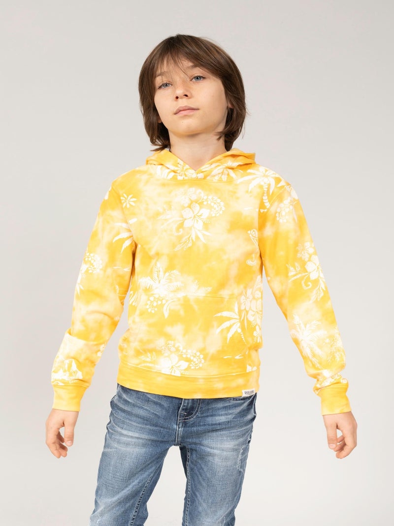 Sweat garçon tie and dye 'Deeluxe' Jaune poussin - Kiabi