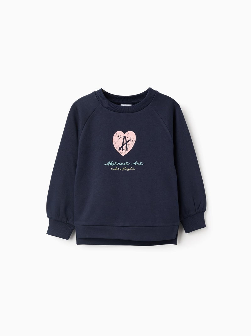 Sweat Gratté avec Fleurs en Relief Bleu foncé - Kiabi