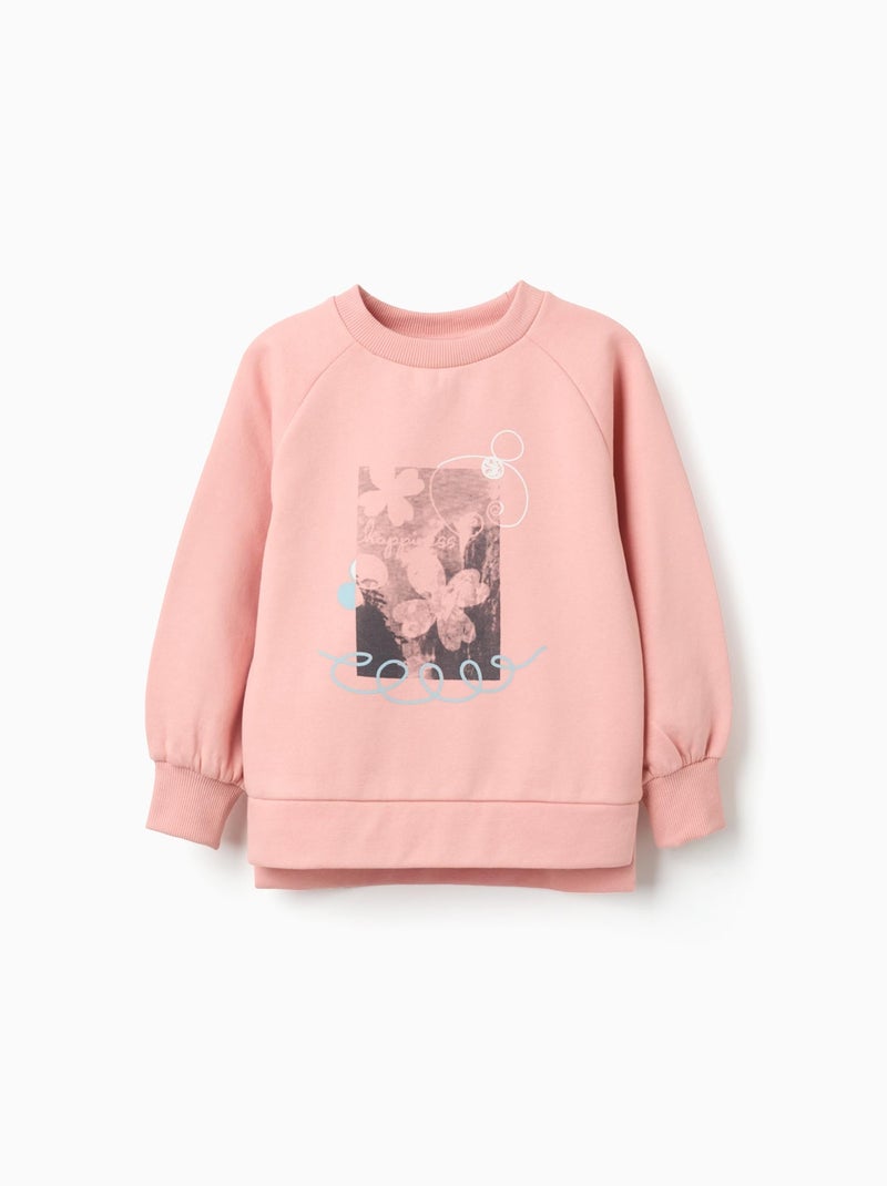 Sweat Gratté avec Fleurs en Relief Rose - Kiabi
