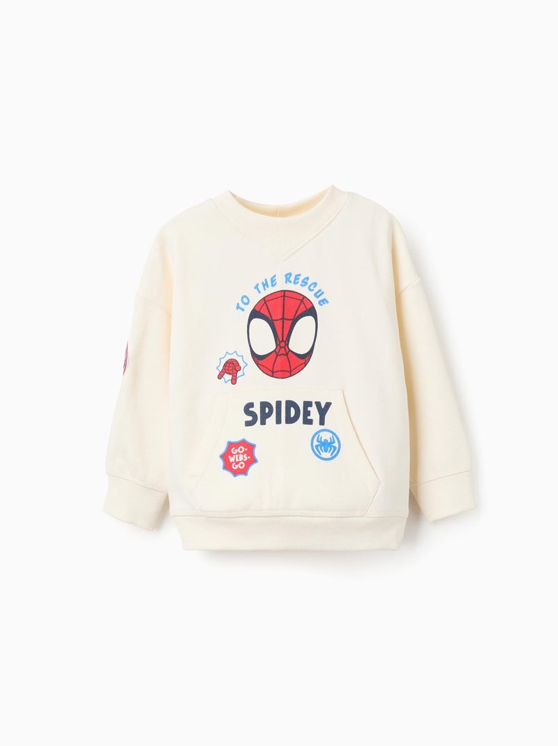 Sweat Gratté avec Poches Kangourou Spider-Man Beige clair - Kiabi