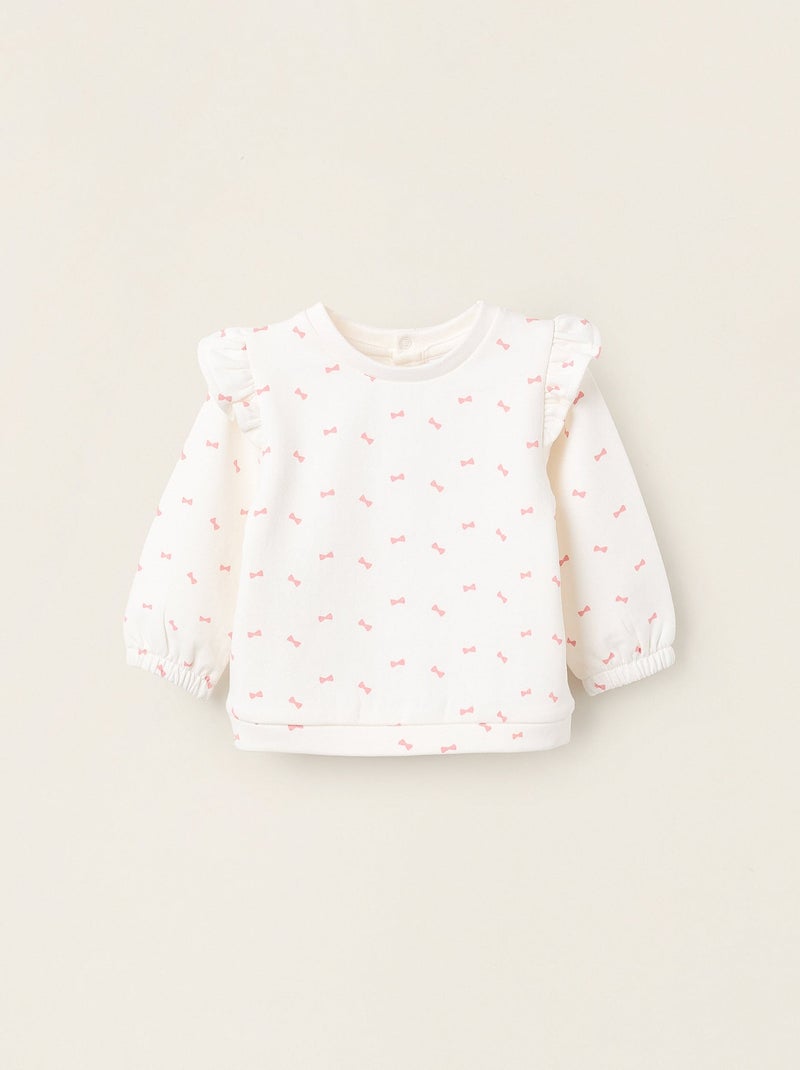 Sweat Gratté avec Volants Blanc - Kiabi