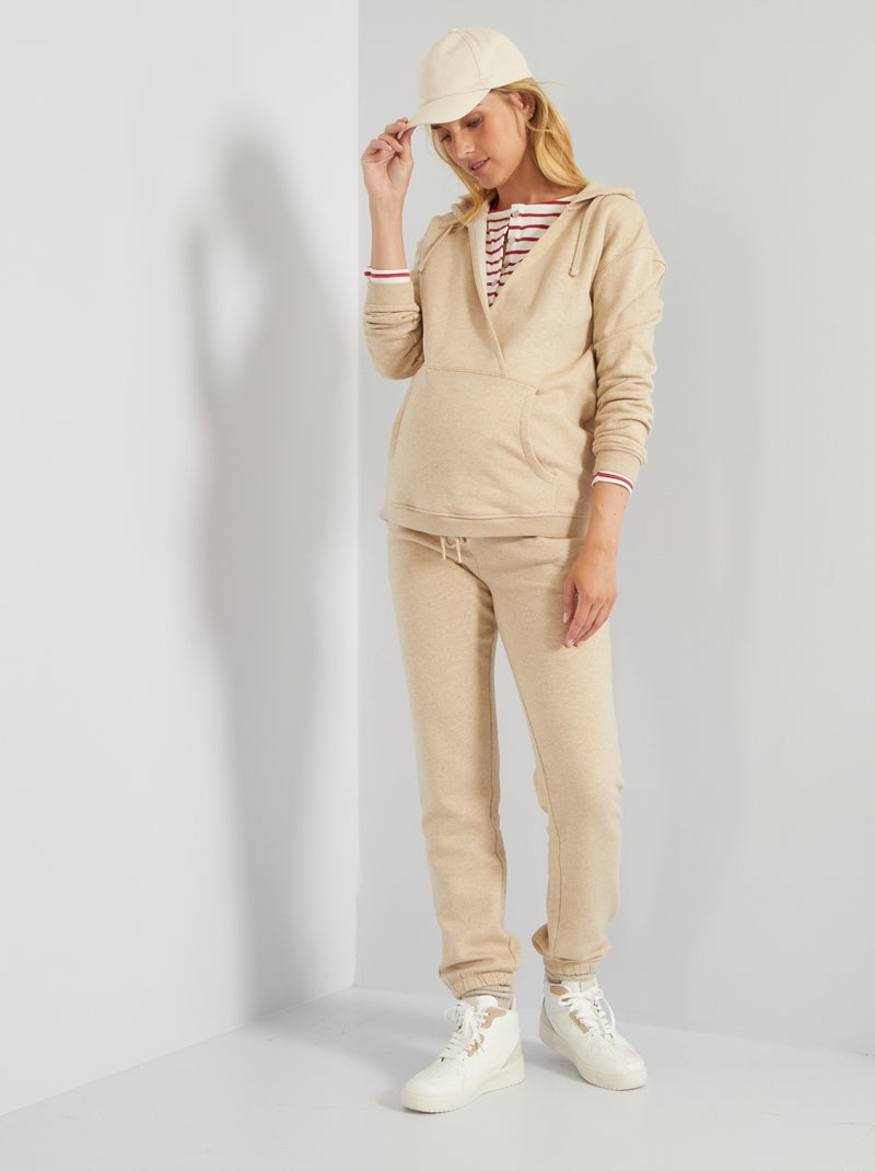 Sweat grossesse à capuche Beige - Kiabi