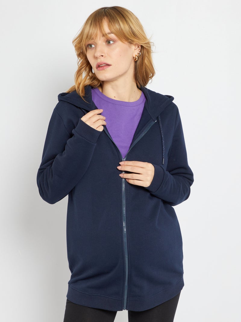 Sweat grossesse à capuche bleu marine - Kiabi