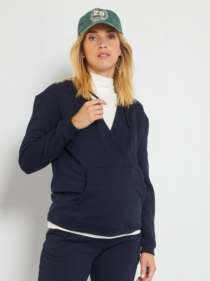 Sweat grossesse à capuche bleu marine - Kiabi
