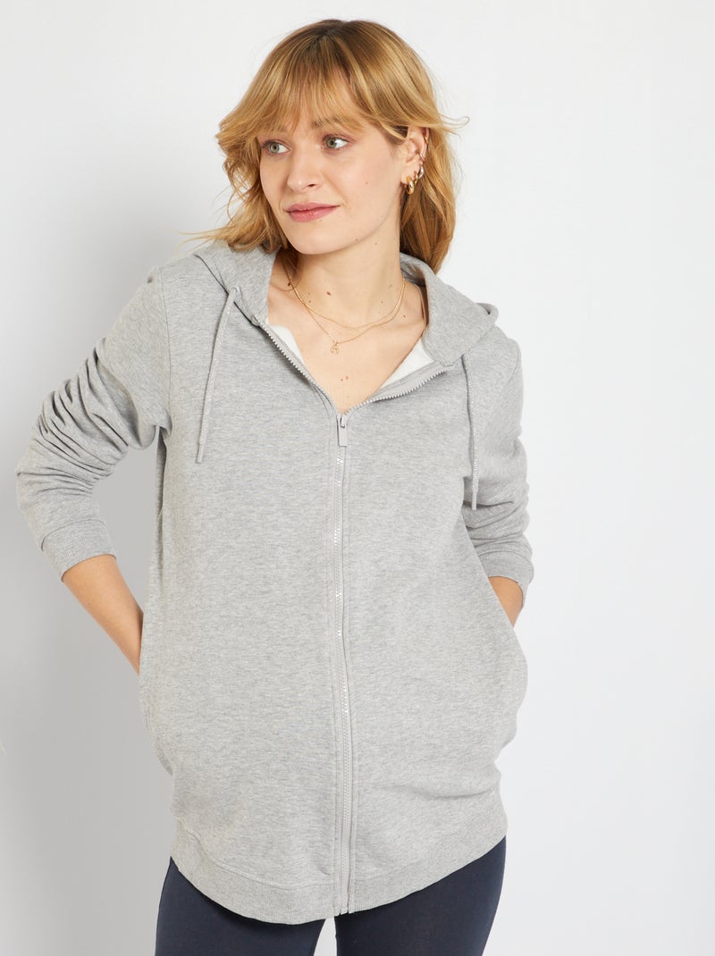 Sweat grossesse à capuche gris - Kiabi