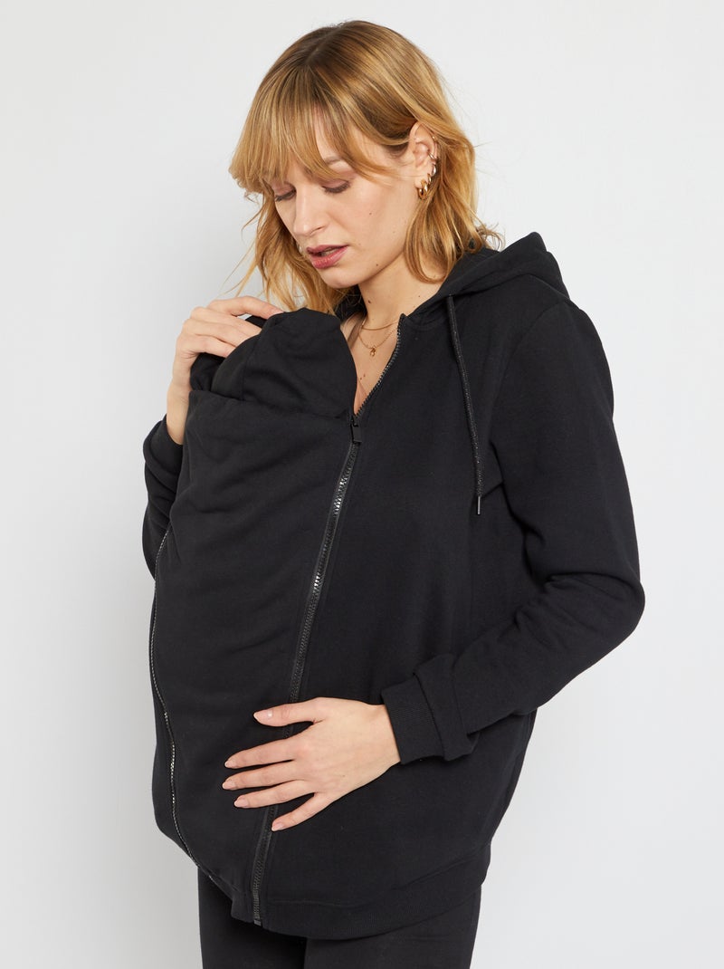 Sweat grossesse à capuche noir - Kiabi
