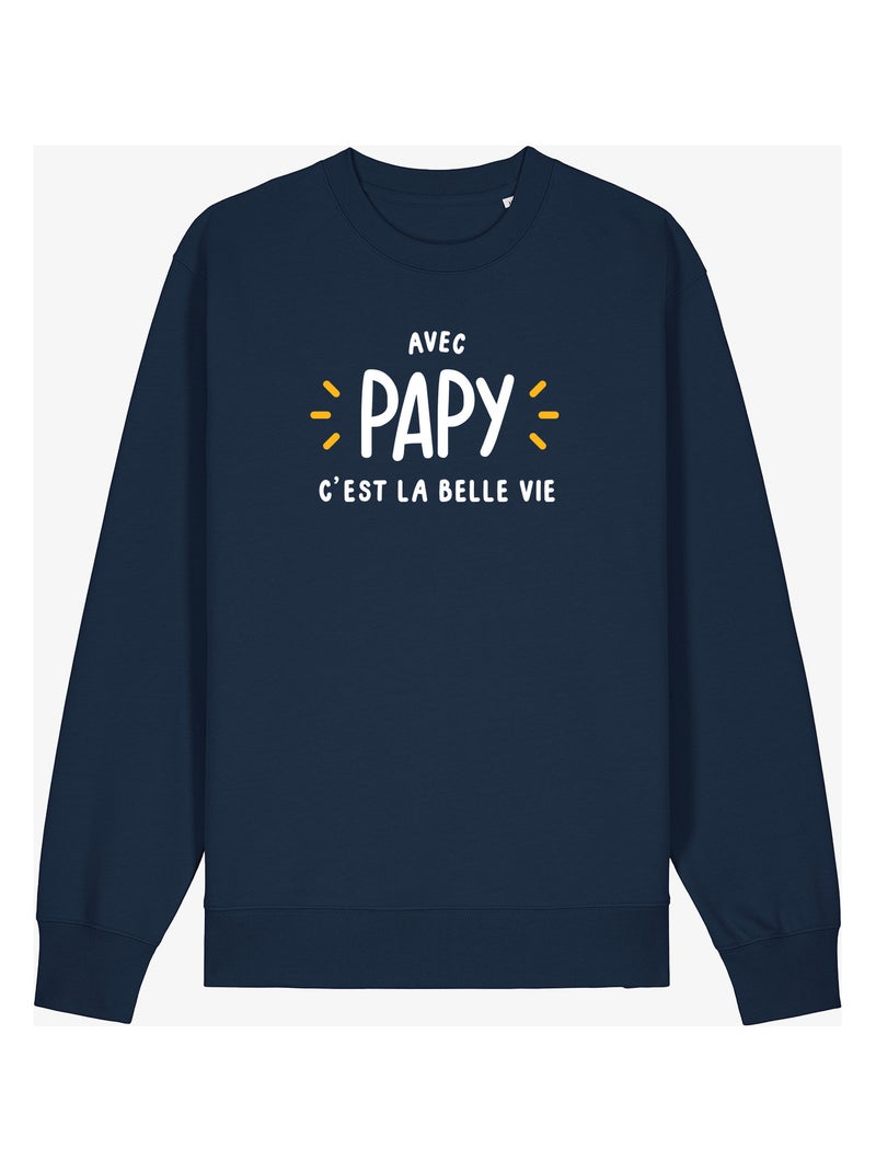 Sweat homme - avec papy c'est la belle vie - noël Bleu marine - Kiabi
