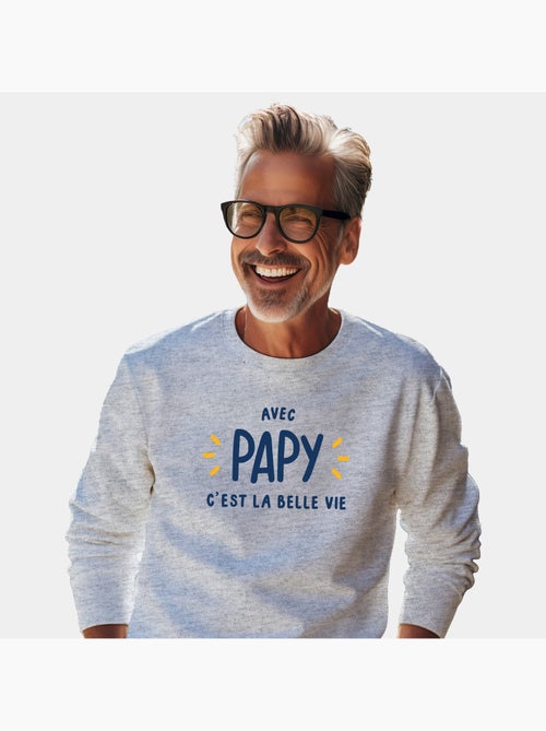 Sweat Homme - AVEC PAPY C'EST LA BELLE VIE - Kiabi