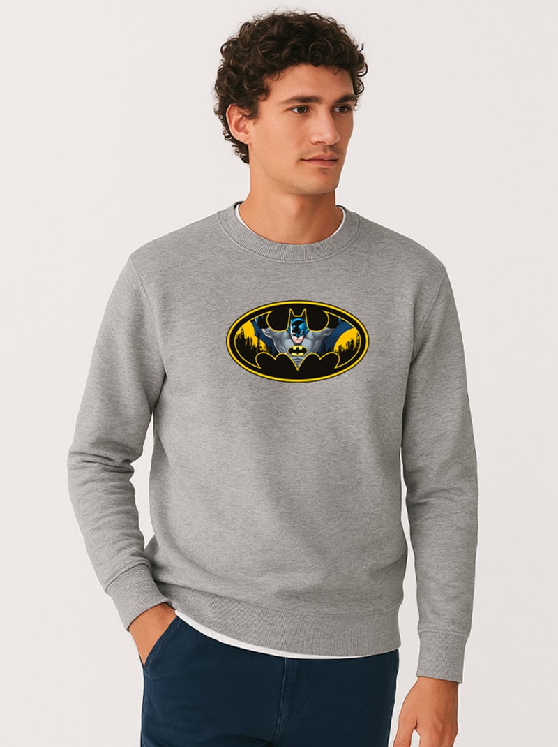 Sweat Homme - BATMAN LOGO COULEUR Gris chiné - Kiabi