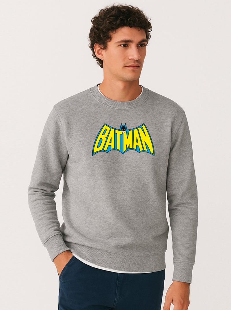 Sweat Homme - BATMAN LOGO YELLOW BLUE Gris chiné - Kiabi