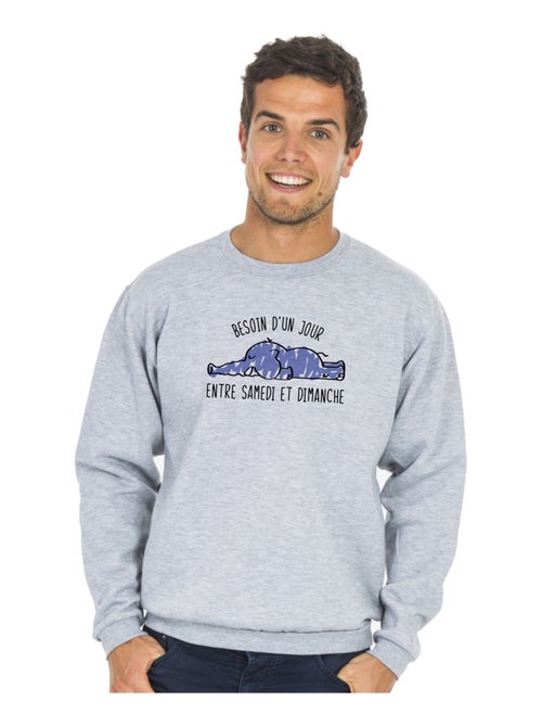 Sweat Homme - BESOIN D'UN JOUR ENTRE SAMEDI ET DIMANCHE - Kiabi