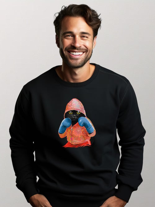 Sweat Homme - BOXING CAT BLACK - Kiabi