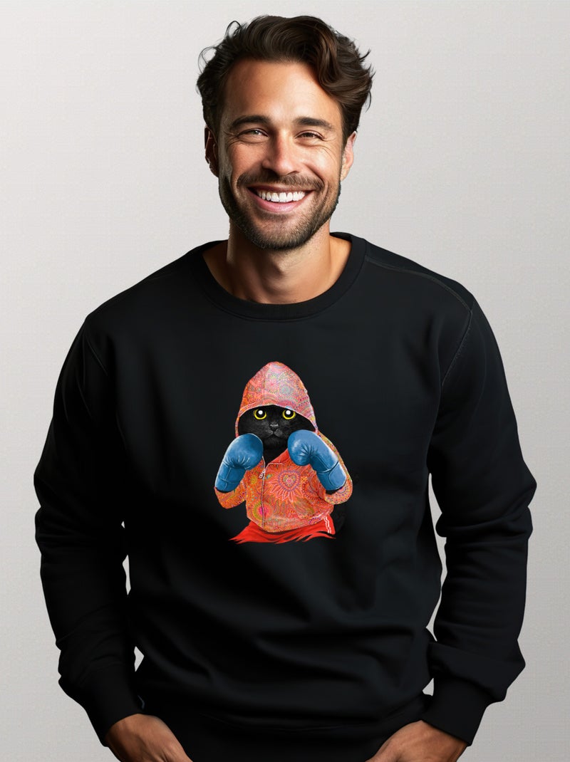 Sweat Homme - BOXING CAT BLACK Noir - Kiabi