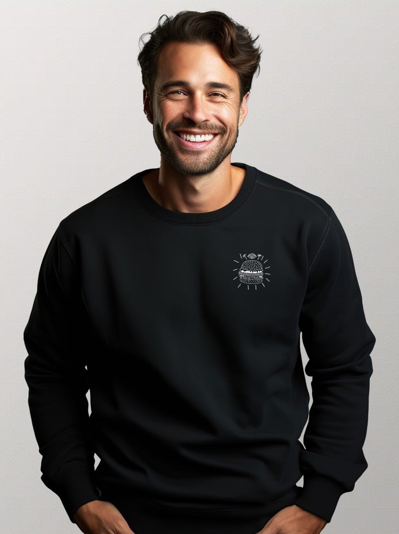 Sweat Homme - BURGER PUNK CŒUR Noir - Kiabi