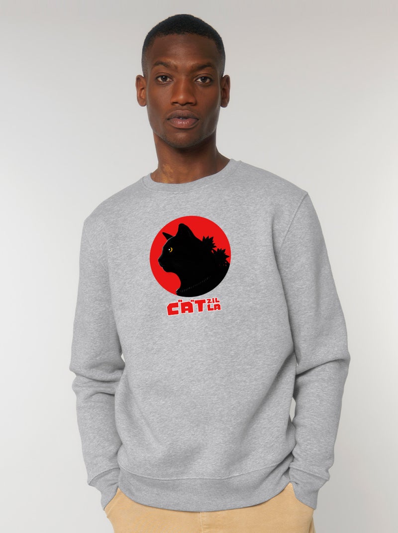 Sweat Homme - CATZILLA Gris chiné - Kiabi