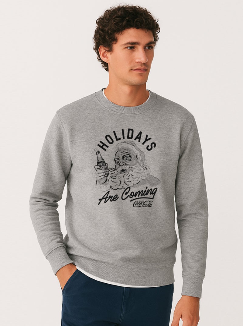 Sweat Homme - COCA COLA HOLIDAYS ARE COMING Gris chiné - Kiabi