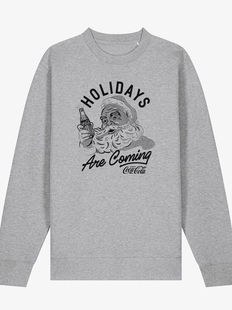Sweat Homme - COCA COLA HOLIDAYS ARE COMING Gris chiné - Kiabi