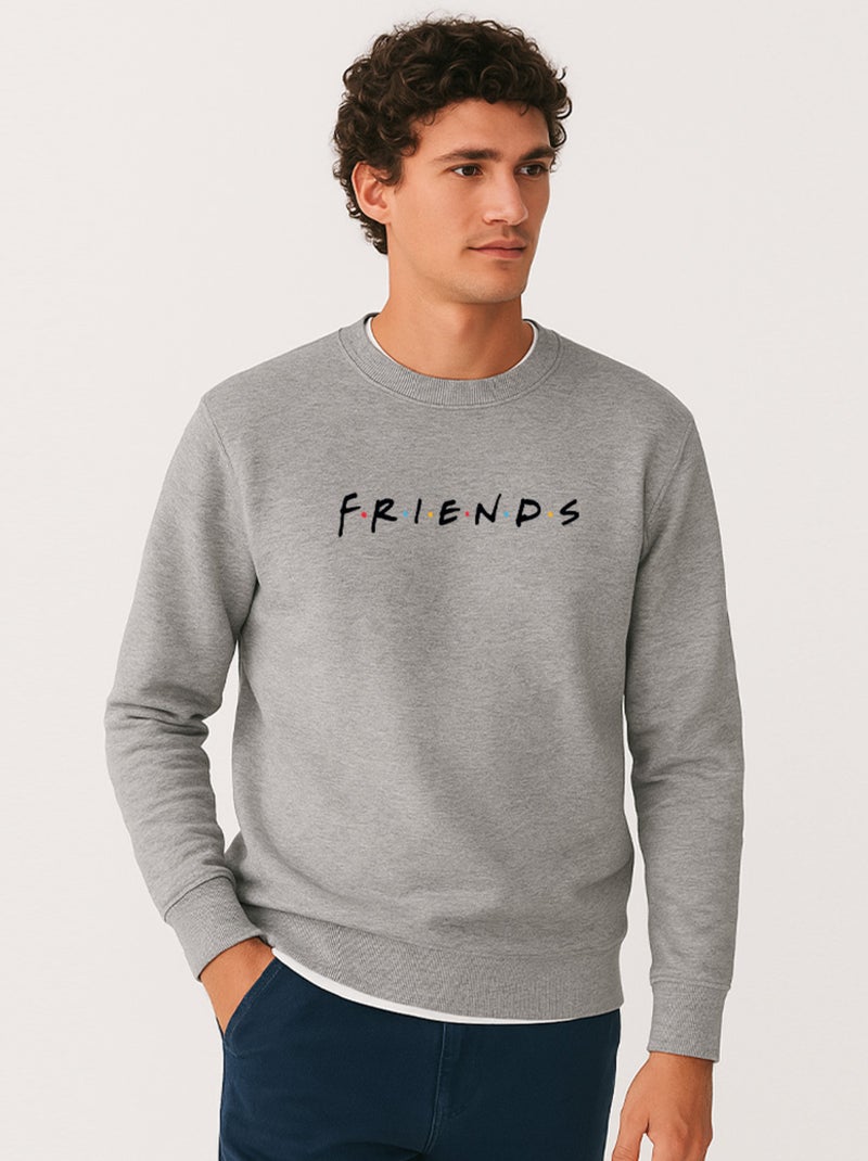 Sweat Homme - FRIENDS LOGO BLACK Gris chiné - Kiabi