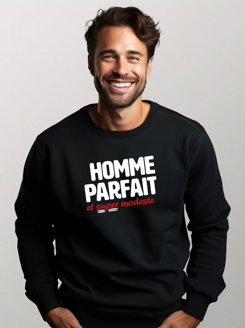 Sweat Homme - HOMME PARFAIT ET SUPER MODESTE Noir - Kiabi