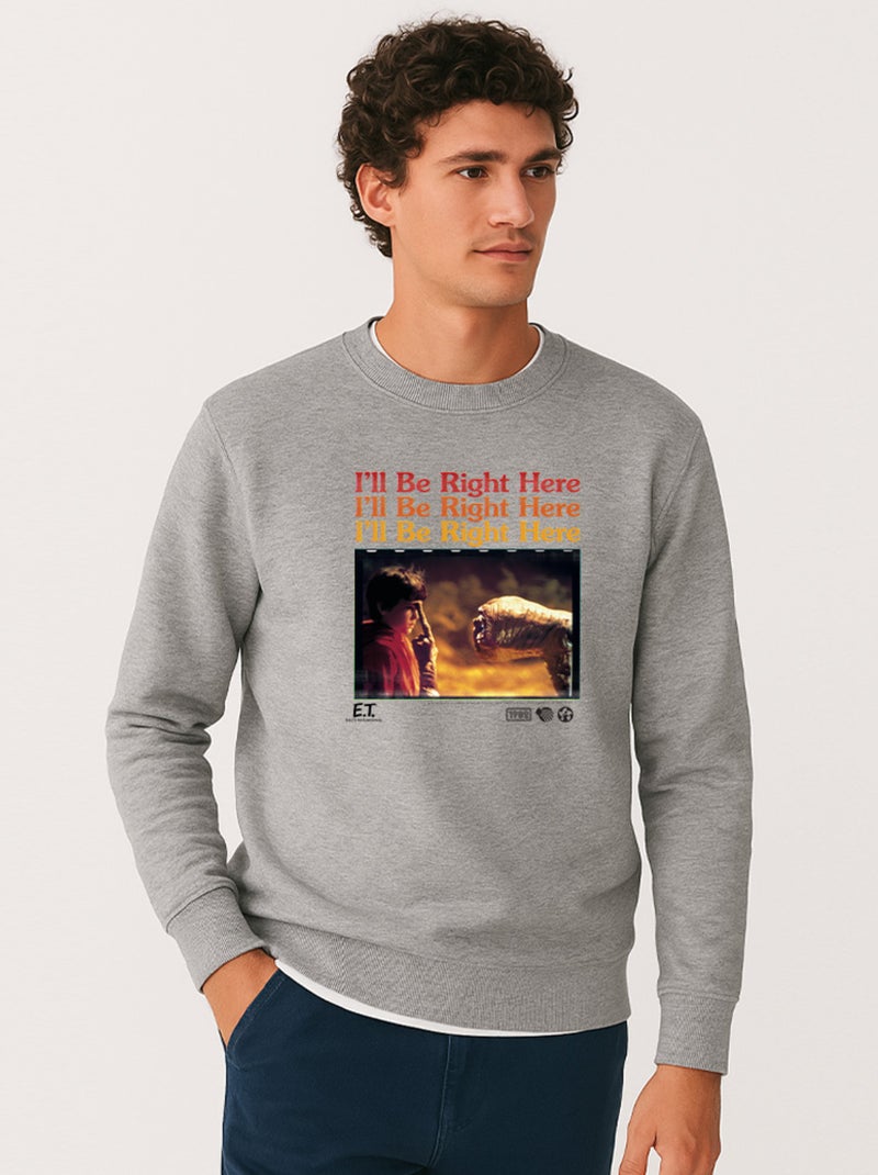 Sweat Homme - I LL BE RIGHT HERE E.T Gris chiné - Kiabi