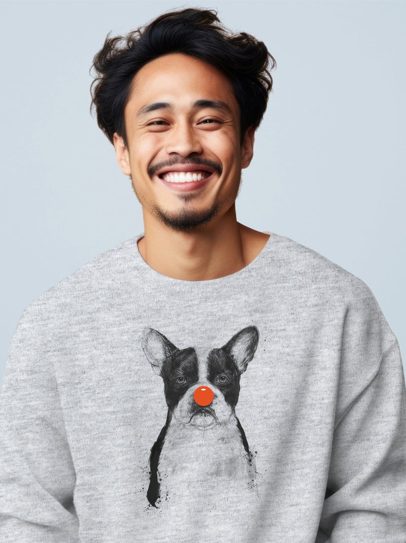 Sweat Homme - I'M NOT YOUR CLOWN Gris chiné - Kiabi