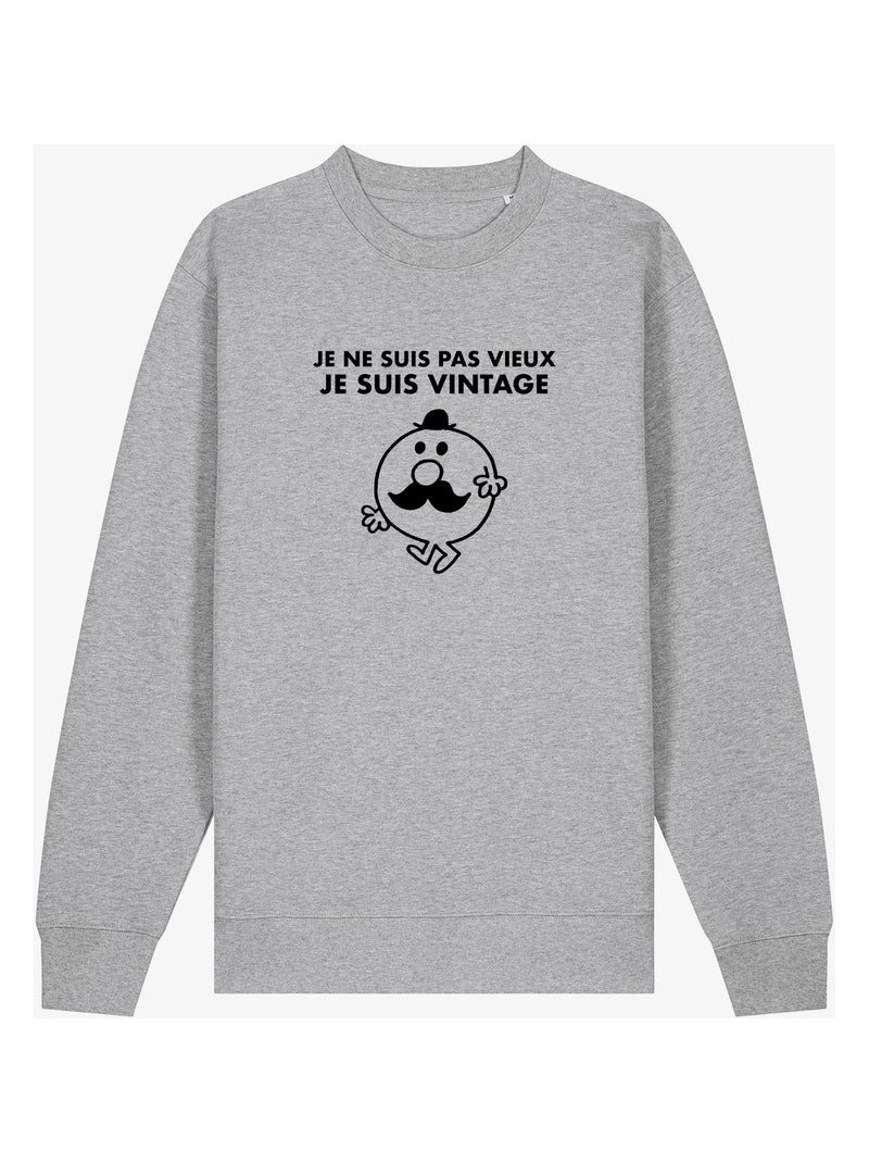 Sweat Homme - JE NE SUIS PAS VIEUX JE SUIS VINTAGE Gris chiné - Kiabi