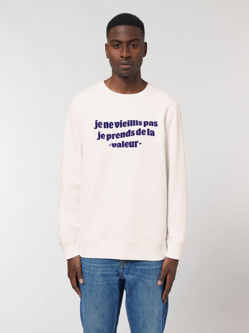 Sweat Homme - JE NE VIEILLIS PAS JE PRENDS DE LA VALEUR BLEU - Kiabi