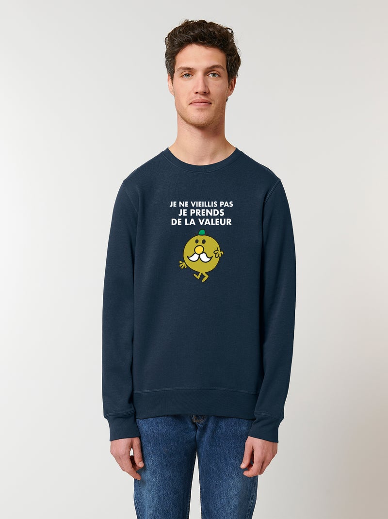 Sweat Homme - JE NE VIEILLIS PAS JE PRENDS DE LA VALEUR Bleu marine - Kiabi