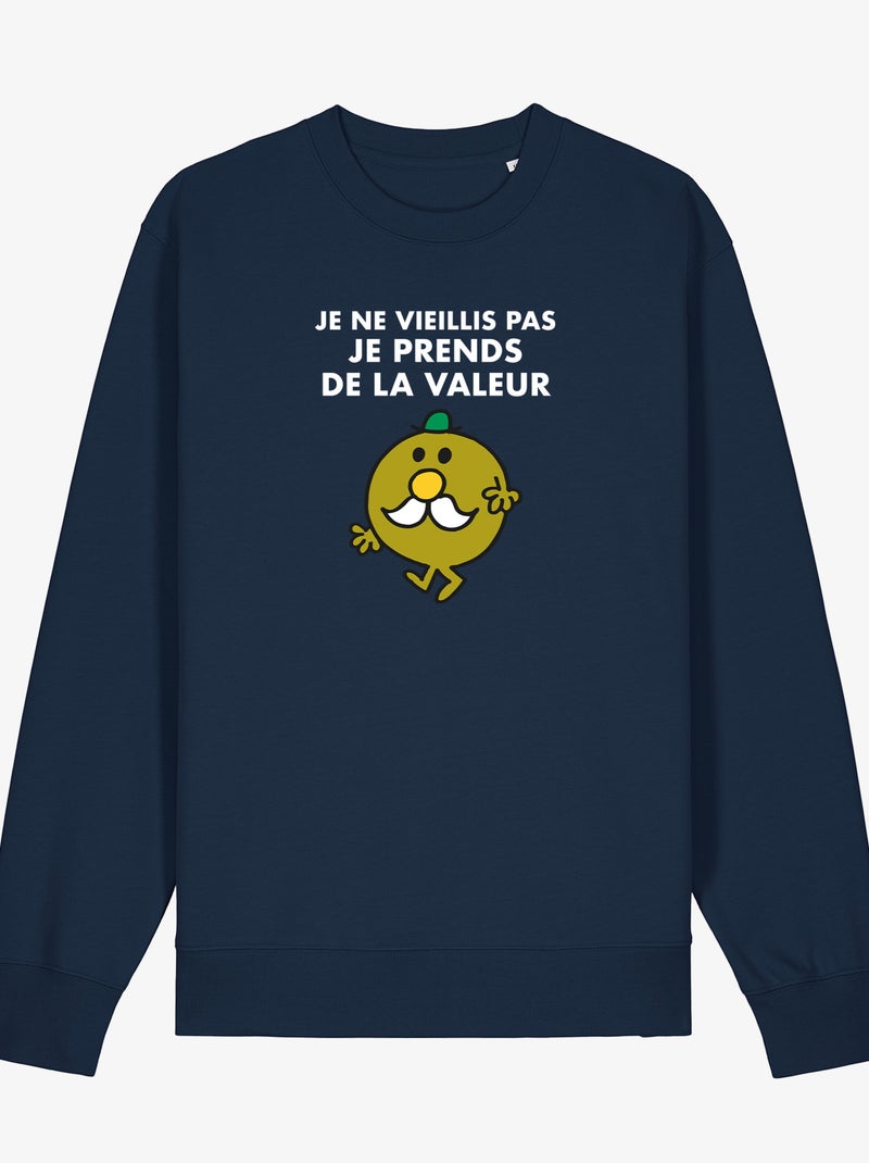 Sweat Homme - JE NE VIEILLIS PAS JE PRENDS DE LA VALEUR Bleu marine - Kiabi