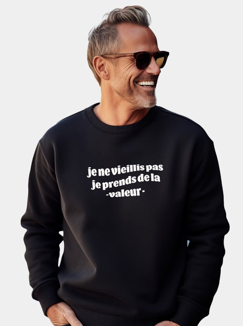 Sweat Homme - JE NE VIEILLIS PAS JE PRENDS DE LA VALEUR BLEU - Kiabi