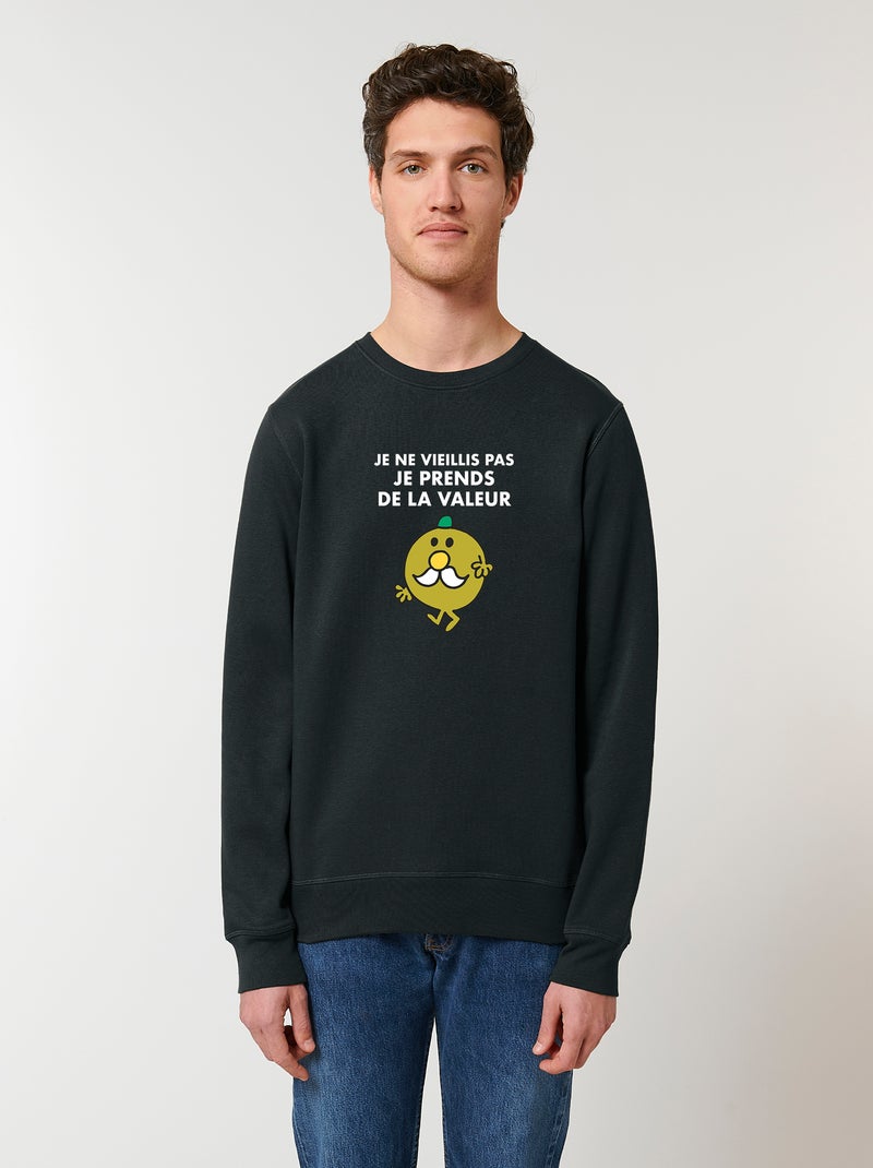 Sweat Homme - JE NE VIEILLIS PAS JE PRENDS DE LA VALEUR Noir - Kiabi