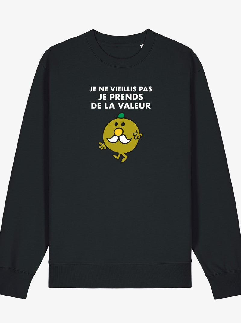 Sweat Homme - JE NE VIEILLIS PAS JE PRENDS DE LA VALEUR Noir - Kiabi