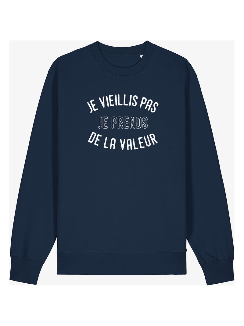 Sweat Homme - JE VIEILLIS PAS JE PRENDS DE LA VALEUR ENKR Bleu marine - Kiabi