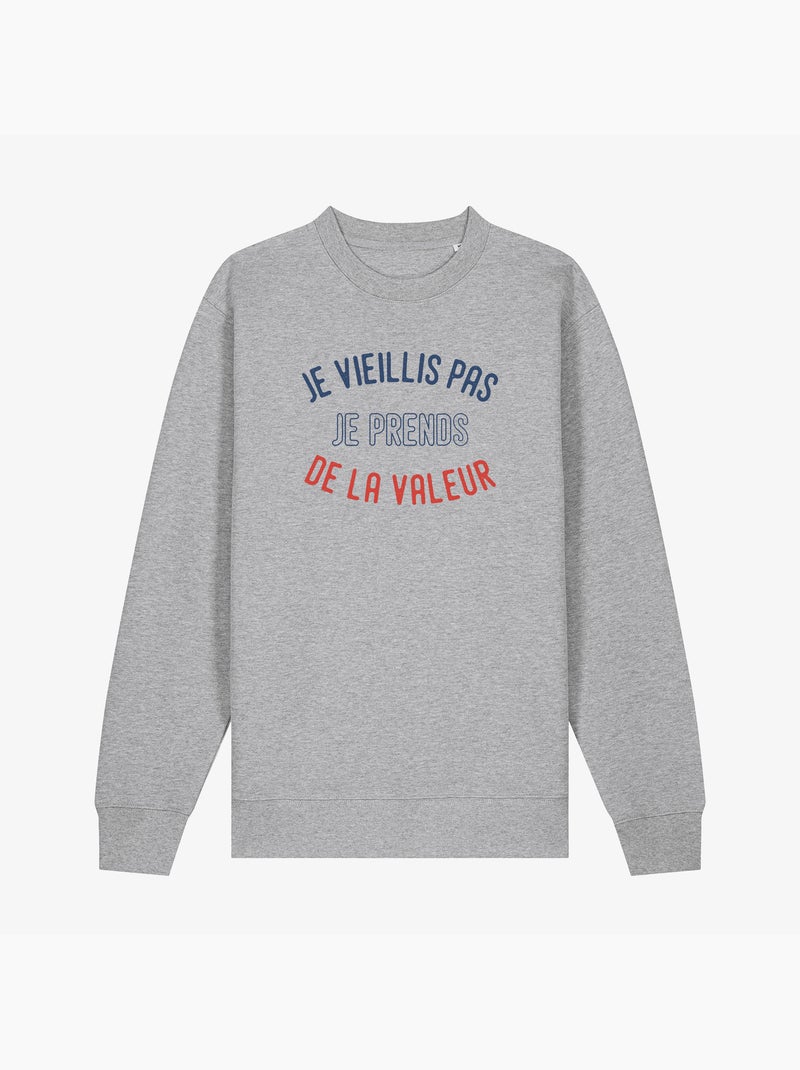 Sweat Homme - JE VIEILLIS PAS JE PRENDS DE LA VALEUR ENKR Gris chiné - Kiabi