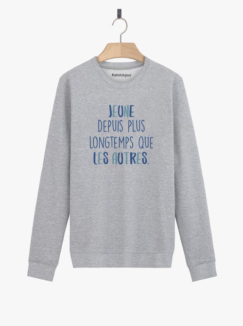 Sweat Homme - JEUNE DEPUIS PLUS LONGTEMPS BLEU - Kiabi