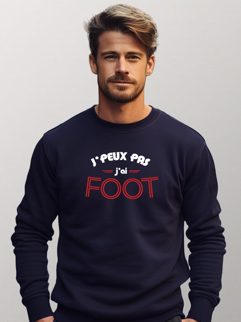 Sweat Homme - J'PEUX PAS J'AI FOOT Bleu marine - Kiabi