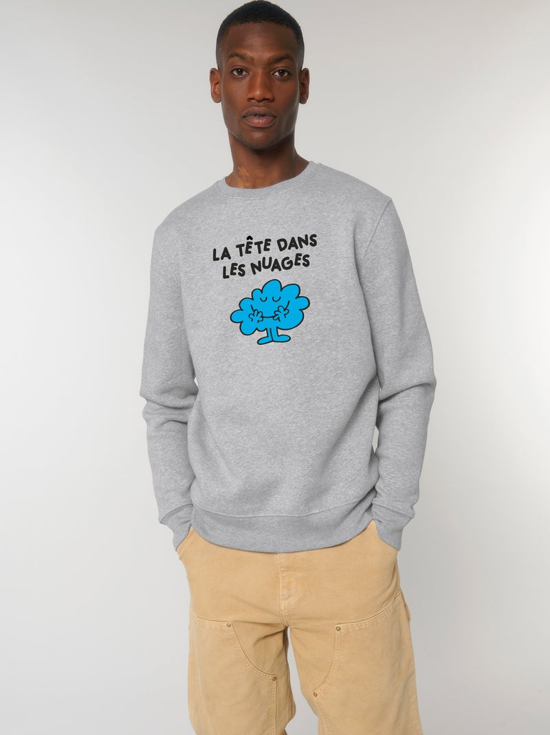 Sweat Homme - LA TETE DANS LES NUAGES 2 Gris chiné - Kiabi