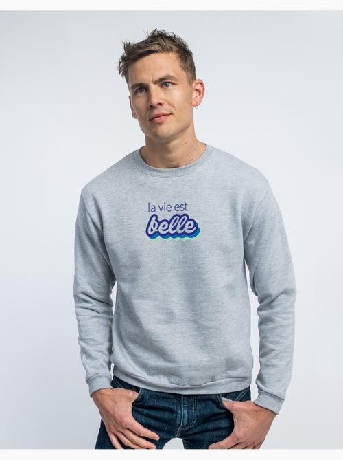 Sweat Homme - LA VIE EST BELLE VERT - Kiabi