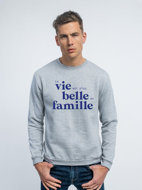 Sweat Homme - LA VIE EST PLUS BELLE EN FAMILLE BLEU - Kiabi
