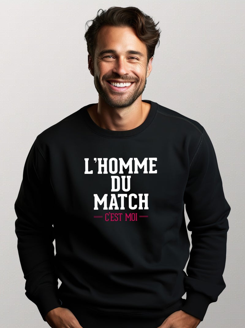 Sweat Homme - L'HOMME DU MATCH C'EST MOI Noir - Kiabi