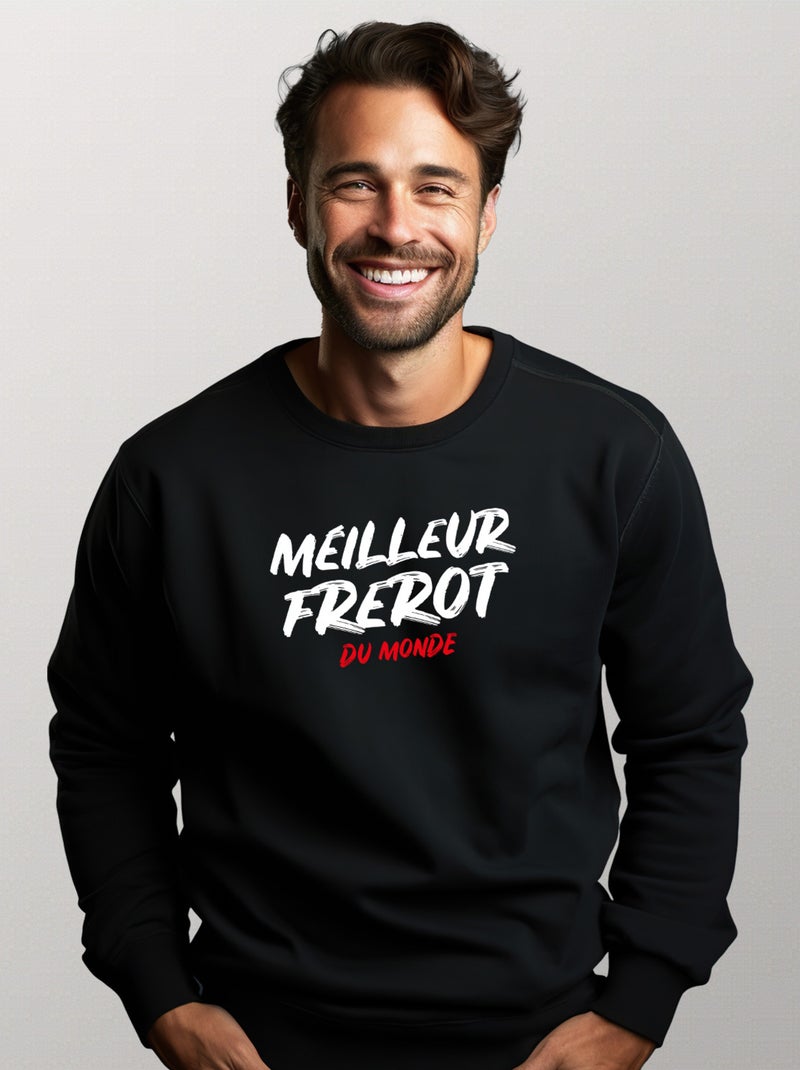 Sweat Homme - MEILLEUR FREROT DU MONDE Noir - Kiabi