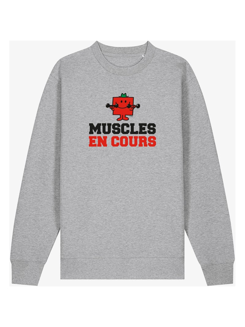 Sweat Homme - MUSCLES EN COURS Gris chiné - Kiabi