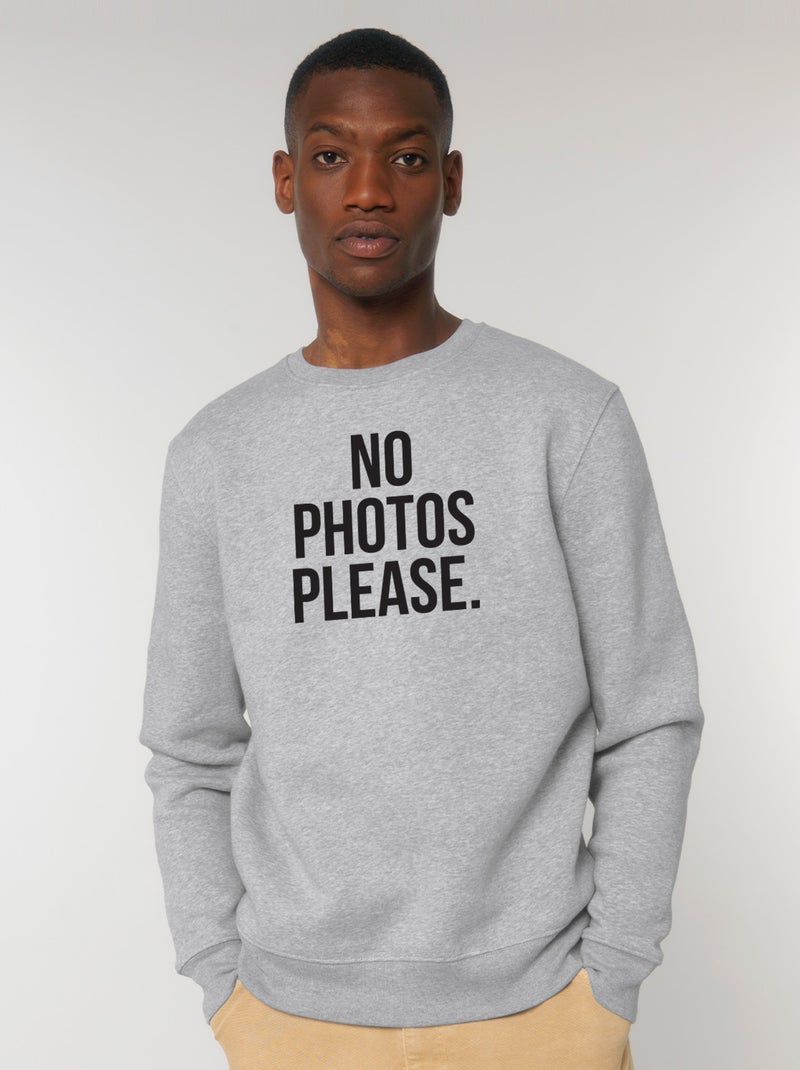 Sweat Homme - NO PHOTOS PLEASE Gris chiné - Kiabi